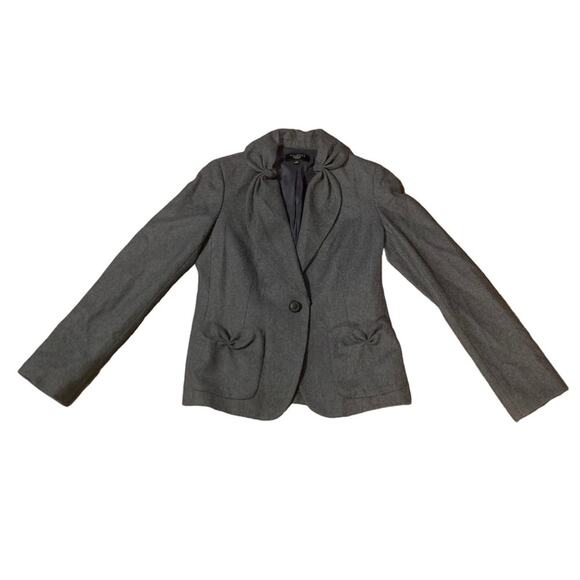 Talbots Petites Women's Wool Blend Blazer Gray Single Button Size 4P - Picture 1 of 10